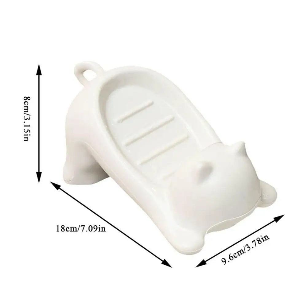 Soap Dish Drainable Sponge Soap Bar Container Cute Cat-shaped Creative Water Drain Soap Tray Washing Sponge Holder For Household
